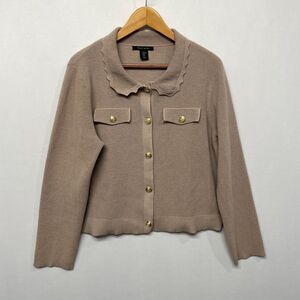 Tahari Women Long Sleeve Cardigan Sweater Knit Top Size XL X-Large B360 -2